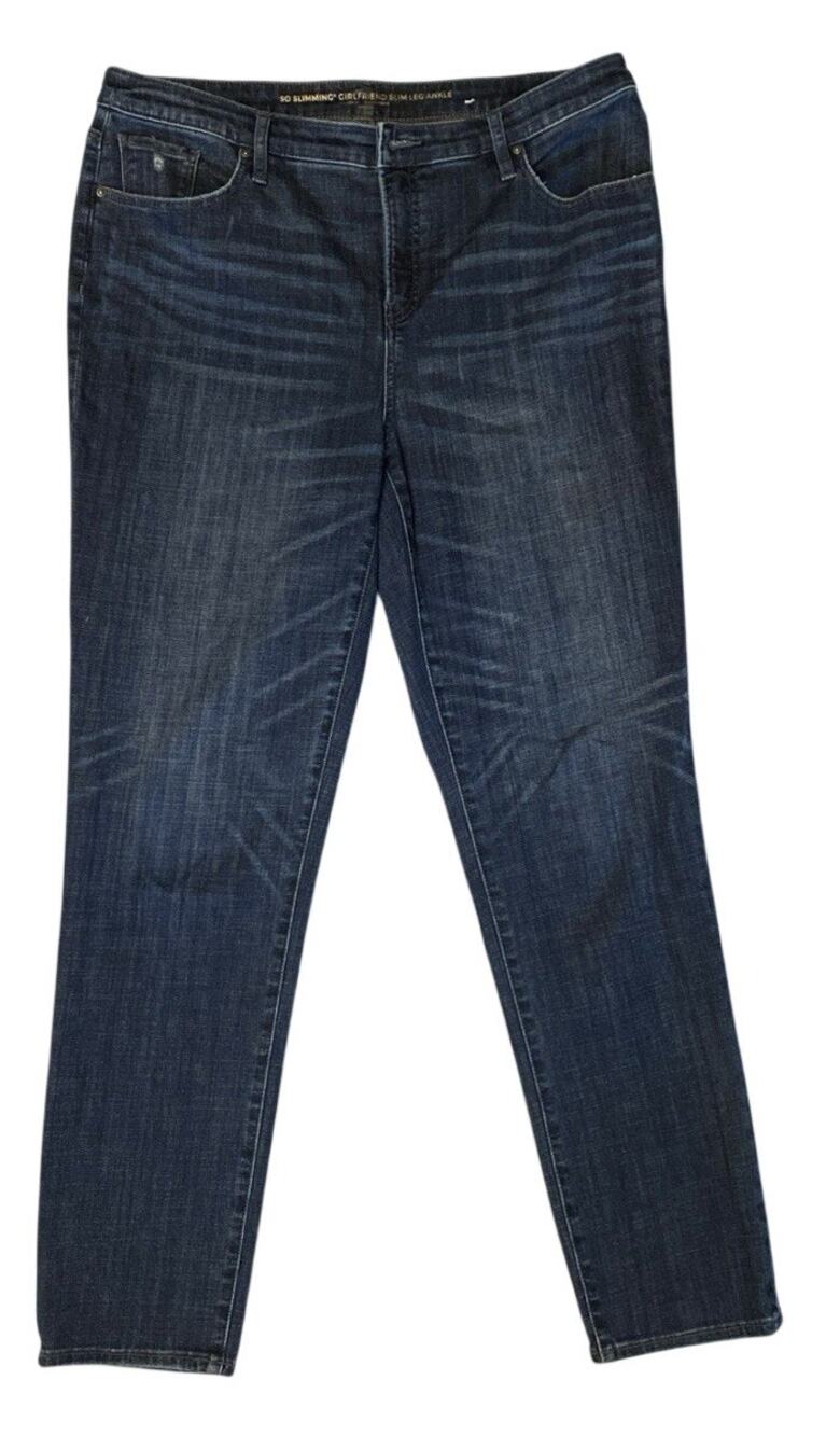 CHICO'S So Slimming Slim Girlfriend Leg Ankle Dark Stretch Denim Jeans 2T/US 12T